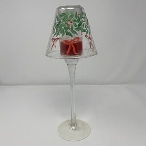 CANDLEHOLDER: ILLUMINATIONS Hand-crafted Glass Candle Holder In Box Holly 3076XW